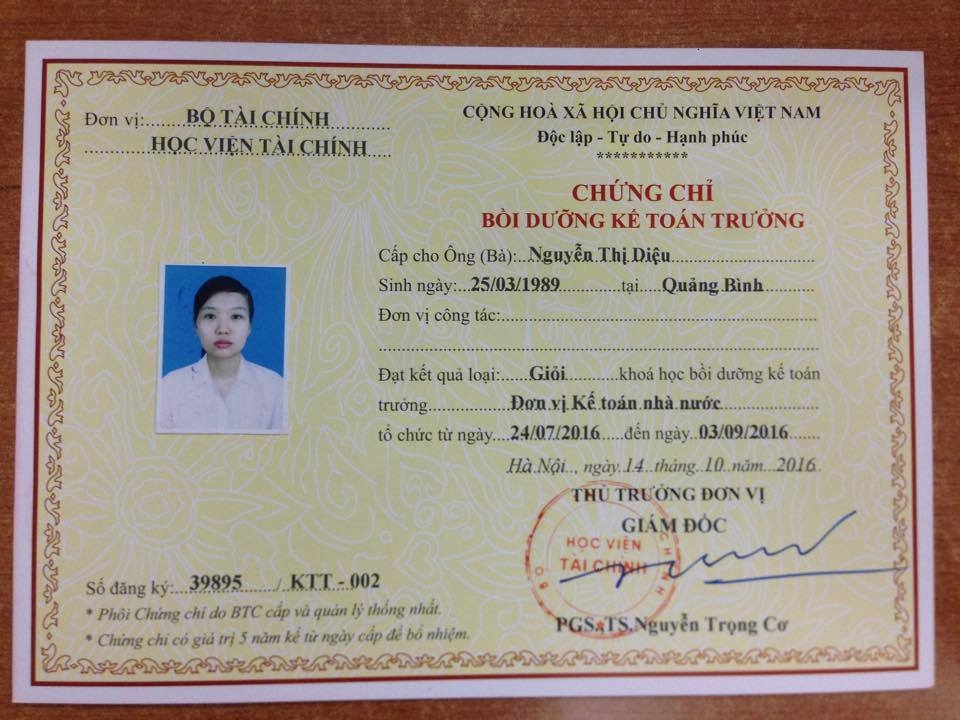 chứng chỉ kế toán trưởng tại Nha Trang
